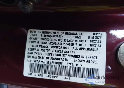 2019 Honda Cr-V Ex from USA, damaged, VIN 7FARW2H52KE050196